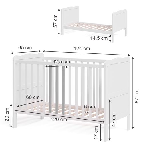 Lit Bébé Tobi 36197 Blanc 60x120 Cm