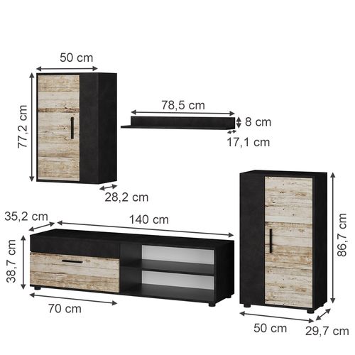 Meuble-paroi Berno 36329 Beige Lot De 4
