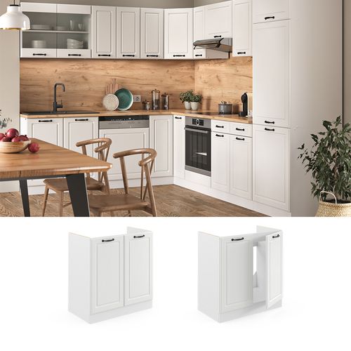 Meuble Bas Sous-évier R-line 36561 Blanc Campagne 80cm Sans Pt