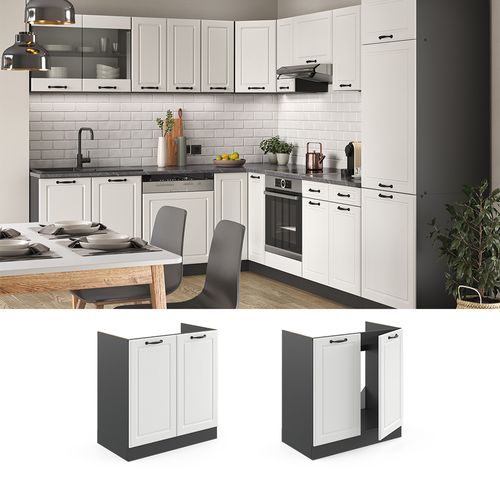 Meuble Bas Sous-évier R-line 36577 Blanc Campagne 80cm Sans Pt