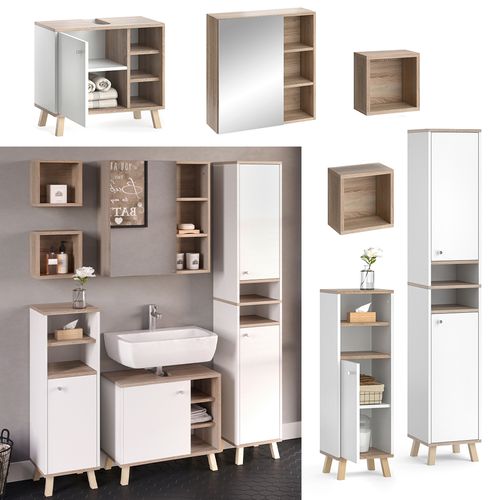 Ensemble Meubles Bain Senyo, Blanc, 5 Pièces