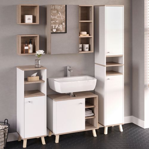 Ensemble Meubles Bain Senyo, Blanc, 5 Pièces
