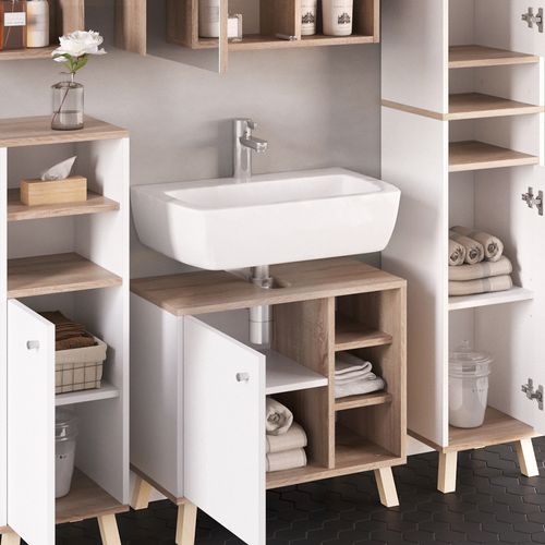 Ensemble Meubles Bain Senyo, Blanc, 5 Pièces