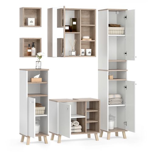 Ensemble Meubles Bain Senyo, Blanc, 5 Pièces