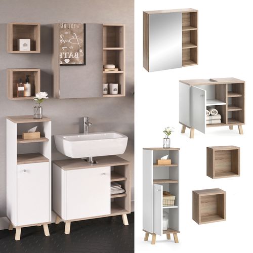 Ensemble Meubles Bain Senyo, Blanc, 4 Pièces