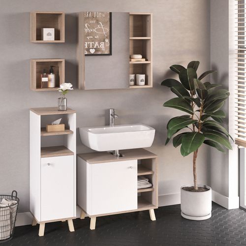 Ensemble Meubles Bain Senyo, Blanc, 4 Pièces