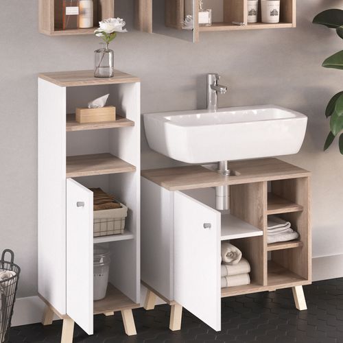 Ensemble Meubles Bain Senyo, Blanc, 4 Pièces