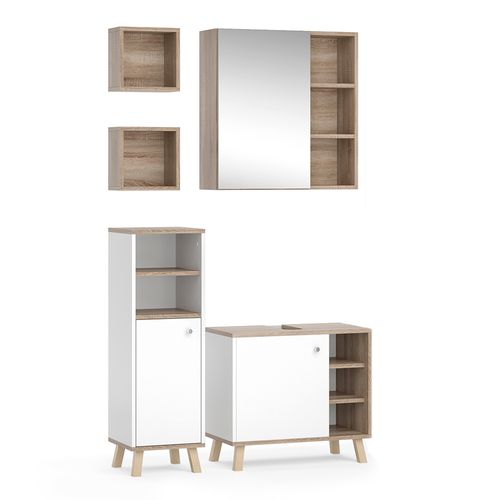 Ensemble Meubles Bain Senyo, Blanc, 4 Pièces