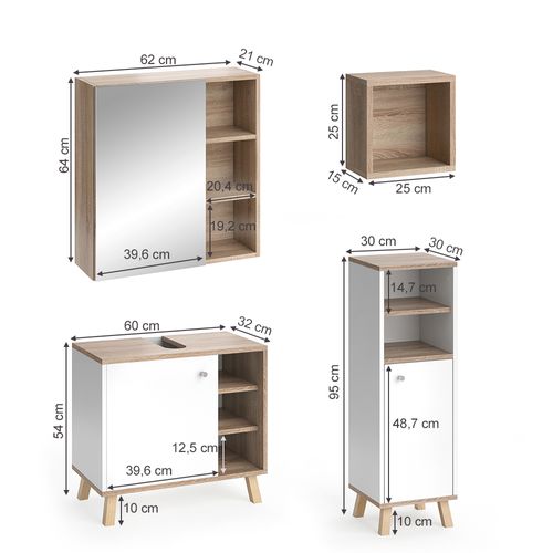 Ensemble Meubles Bain Senyo, Blanc, 4 Pièces