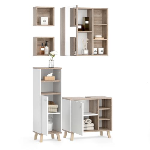 Ensemble Meubles Bain Senyo, Blanc, 4 Pièces