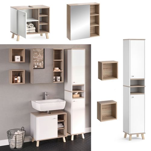 Ensemble Meubles Bain Senyo, Blanc, 4 Pièces