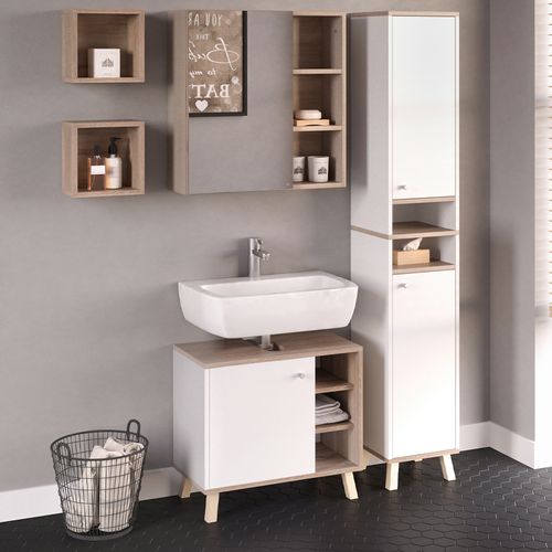 Ensemble Meubles Bain Senyo, Blanc, 4 Pièces