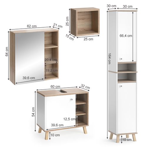 Ensemble Meubles Bain Senyo, Blanc, 4 Pièces