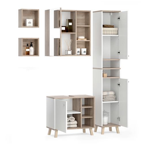 Ensemble Meubles Bain Senyo, Blanc, 4 Pièces