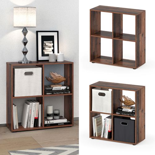 Meuble De Rangement Cube Tetra 36554 Bois Antique 72.6x72cm