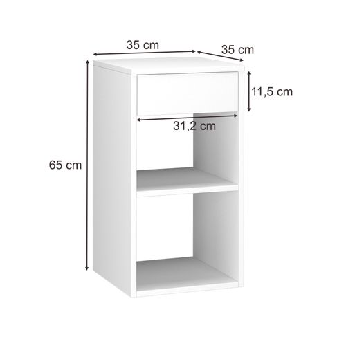 Table De Chevet Dany 36635 Blanc 35x65cm
