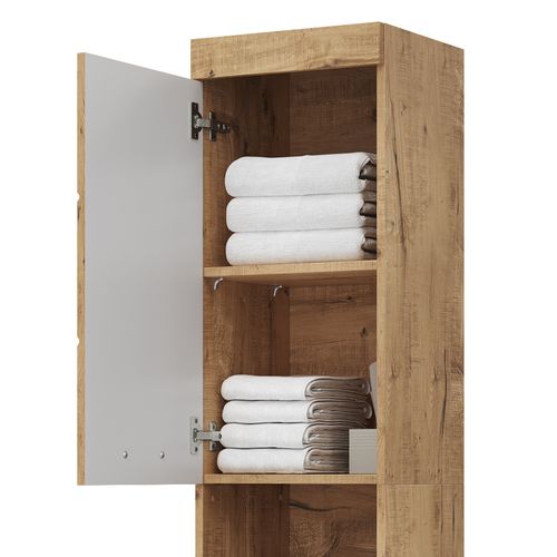 Colonne De Rangement De Salle De Bain Luna, Chêne Wotan, 37x190cm