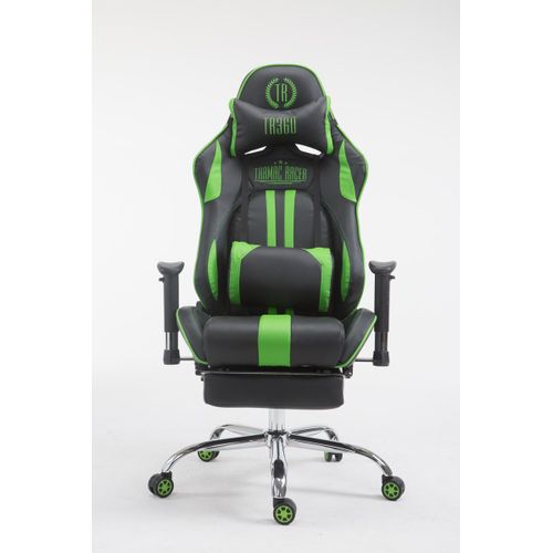 Fauteuil De Bureau Gamer Limit V2 En Similicuir Noir / Vert/avec Repose-pieds