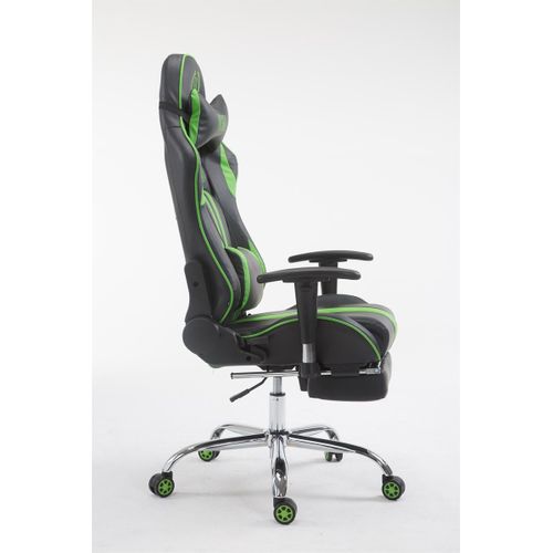 Fauteuil De Bureau Gamer Limit V2 En Similicuir Noir / Vert/avec Repose-pieds