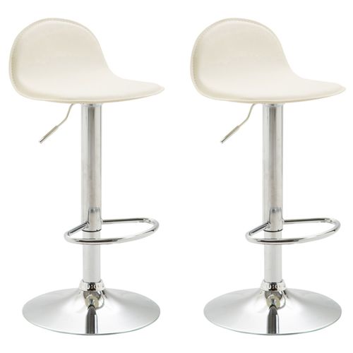 Lot De 2 Tabourets De Bar Design Lana V2 Similicuir Crème/chrome