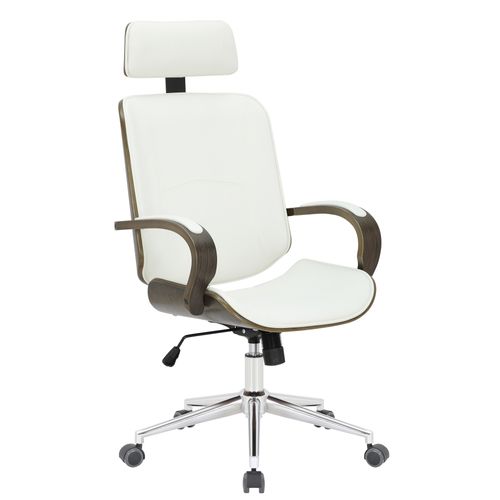Fauteuil De Bureau Dayton En Similicuir Ajustable Et Pivotant Blanc / Gris