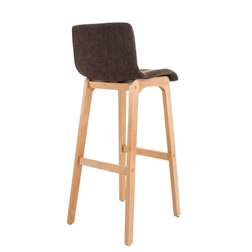 Tabouret De Bar Hoover Assise En Tissu Pieds Bois Nature Marron