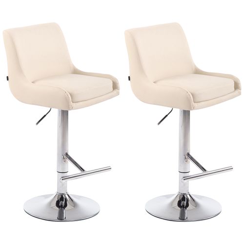 Lot De 2 Tabourets De Bar Club En Similicuir Crème/chrome