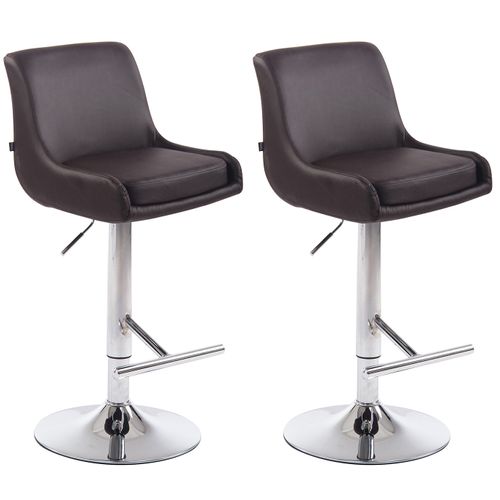 Lot De 2 Tabourets De Bar Club En Similicuir Marron/chrome