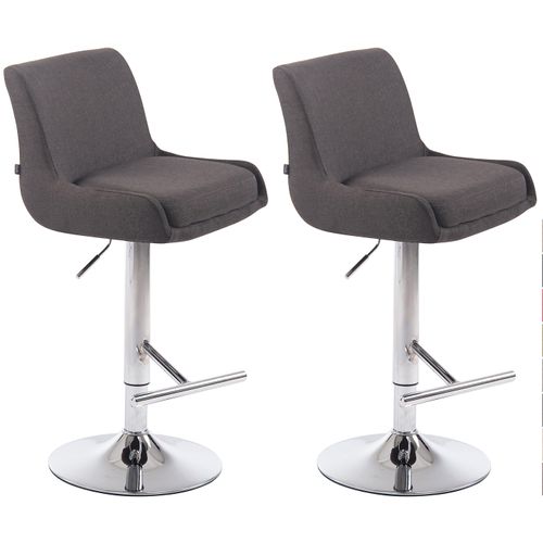 Lot De 2 Tabourets De Bar Club En Tissu Gris Foncé/chrome