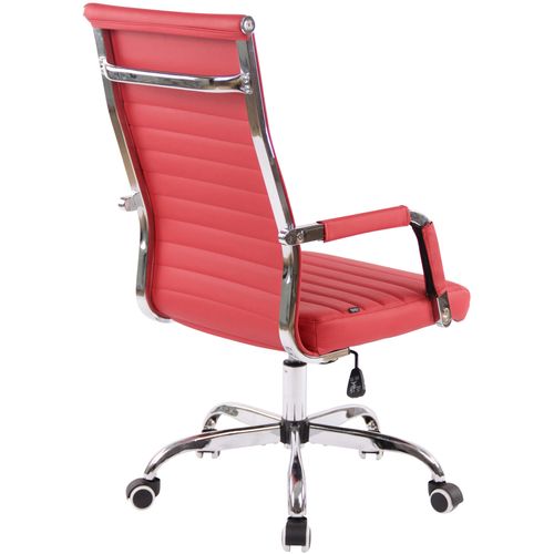 Chaise De Bureau Amadora Avec Hauteur Réglable Et Pied En Métal Rouge/similicuir