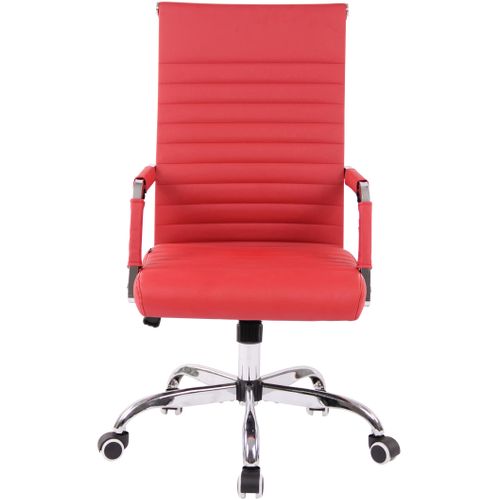 Chaise De Bureau Amadora Avec Hauteur Réglable Et Pied En Métal Rouge/similicuir