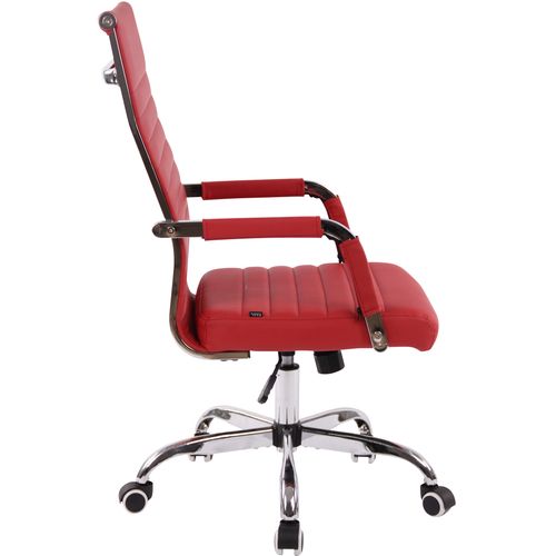 Chaise De Bureau Amadora Avec Hauteur Réglable Et Pied En Métal Rouge/similicuir