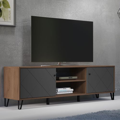 Meuble TV, 2 Portes, 2 Niches - L183 Cm