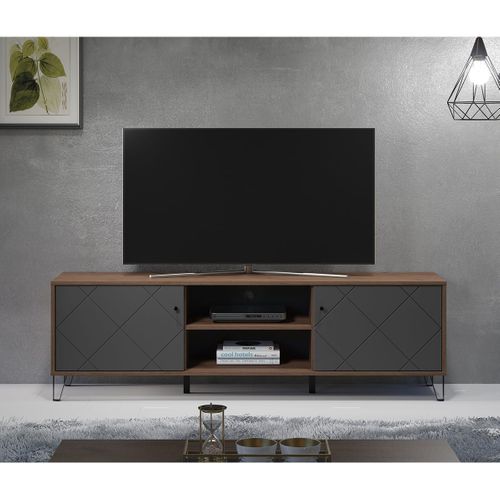 Meuble TV, 2 Portes, 2 Niches - L183 Cm
