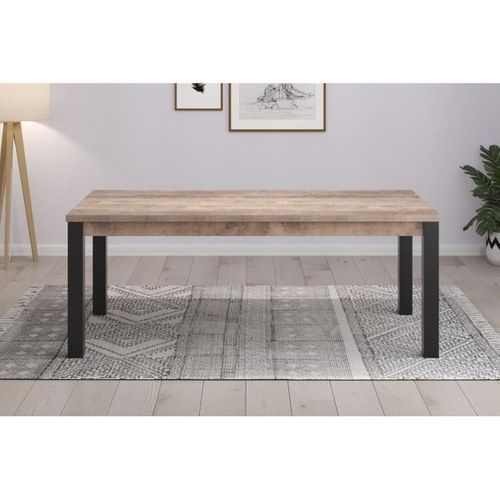 Table à Manger Emile 10 Personnes - Noir Mat - L200 X P100 X H77 Cm - Trendteam