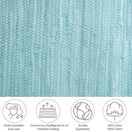 Tapis Réversible En Coton Happy Cotton 70x140 Cm - Bleu Clair