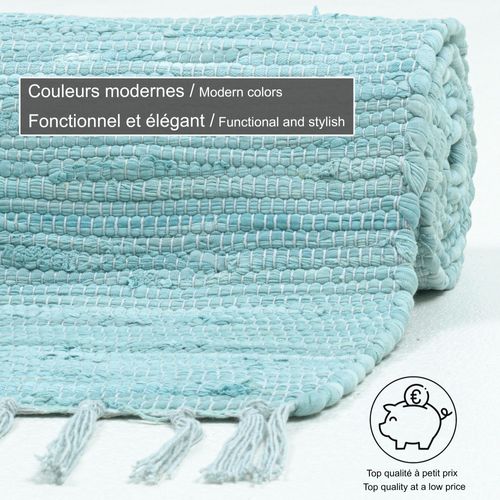 Tapis Réversible En Coton Happy Cotton 160x230 Cm - Bleu Clair