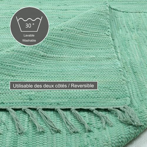 Tapis Réversible En Coton Happy Cotton 70x140 Cm - Menthe