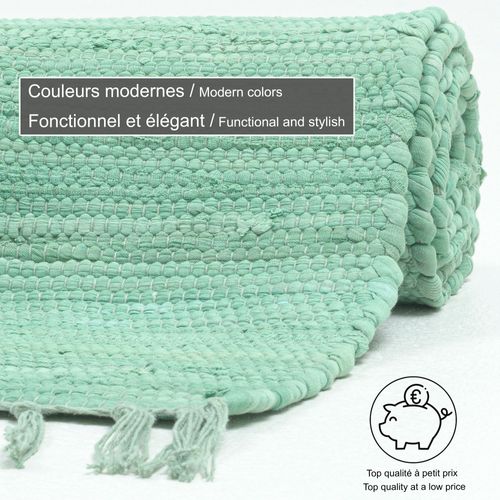 Tapis Réversible En Coton Happy Cotton 70x140 Cm - Menthe