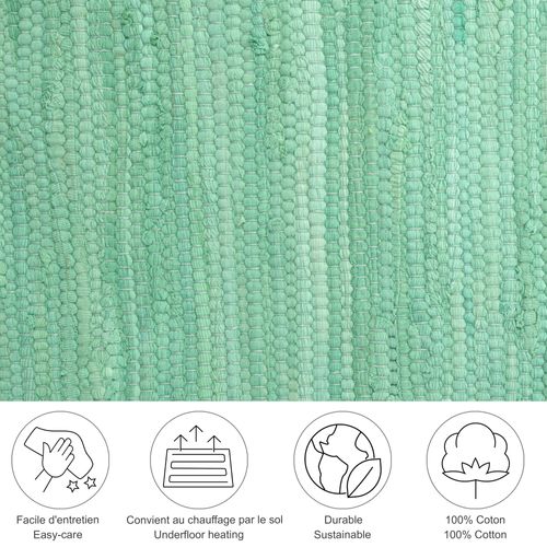 Tapis Réversible En Coton Happy Cotton 120x180 Cm - Menthe
