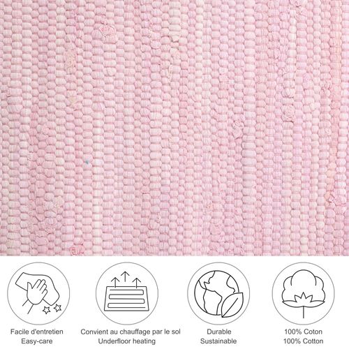 Tapis Réversible En Coton Happy Cotton 70x250 Cm - Rose
