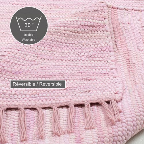 Tapis Réversible En Coton Happy Cotton 90x160 Cm - Rose