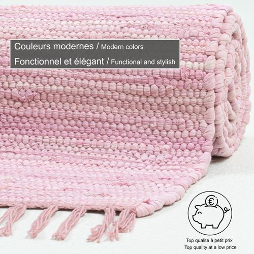 Tapis Réversible En Coton Happy Cotton 160x230 Cm - Rose