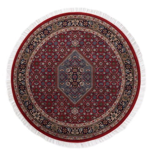 Tapis D'orient Noué à La Main Benares Diam 100 Cm - Rouge