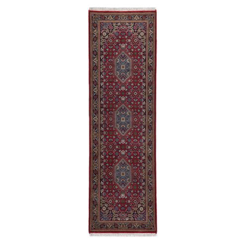 Tapis D'orient Noué à La Main Benares 80x250 Cm - Rouge