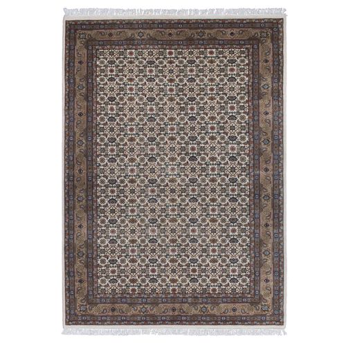 Tapis D'orient Noué à La Main Benares 40x60 Cm - Crème