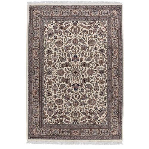Tapis D'orient Noué à La Main Benares 90x160 Cm - Crème