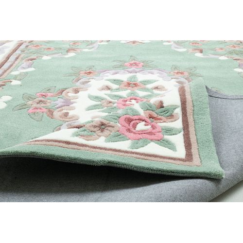Tapis Tufté Main Avec Bordure En Design Aubusson - Ming 160x230 Cm - Vert