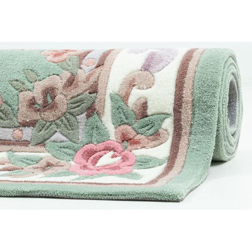 Tapis Tufté Main Avec Bordure En Design Aubusson - Ming 190x290 Cm - Vert