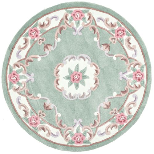 Tapis Tufté Main Avec Bordure En Design Aubusson - Ming 150x150 Cm - Vert
